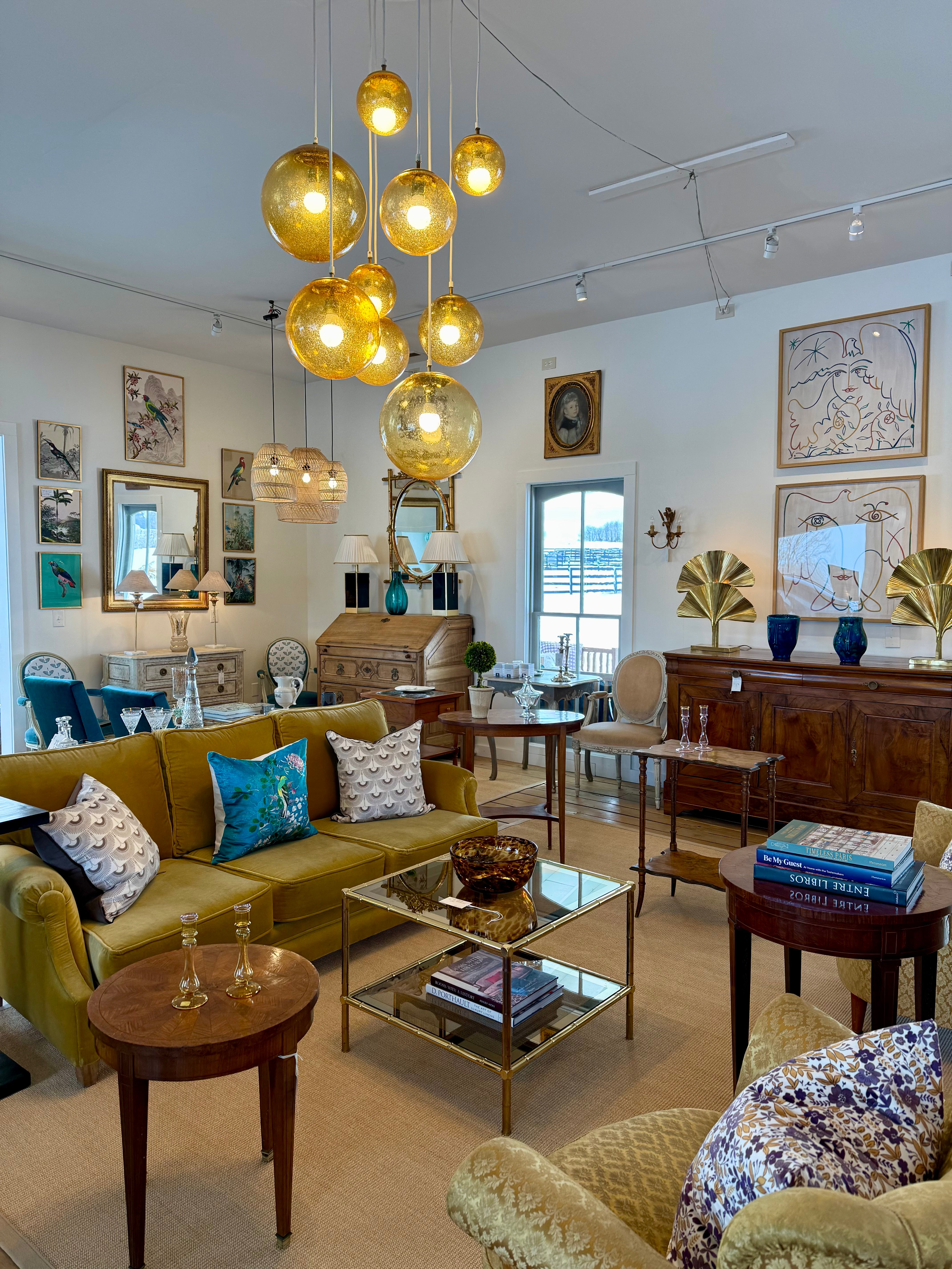 Italian Murano Glass Yellow Balls 1970's Light Fixture