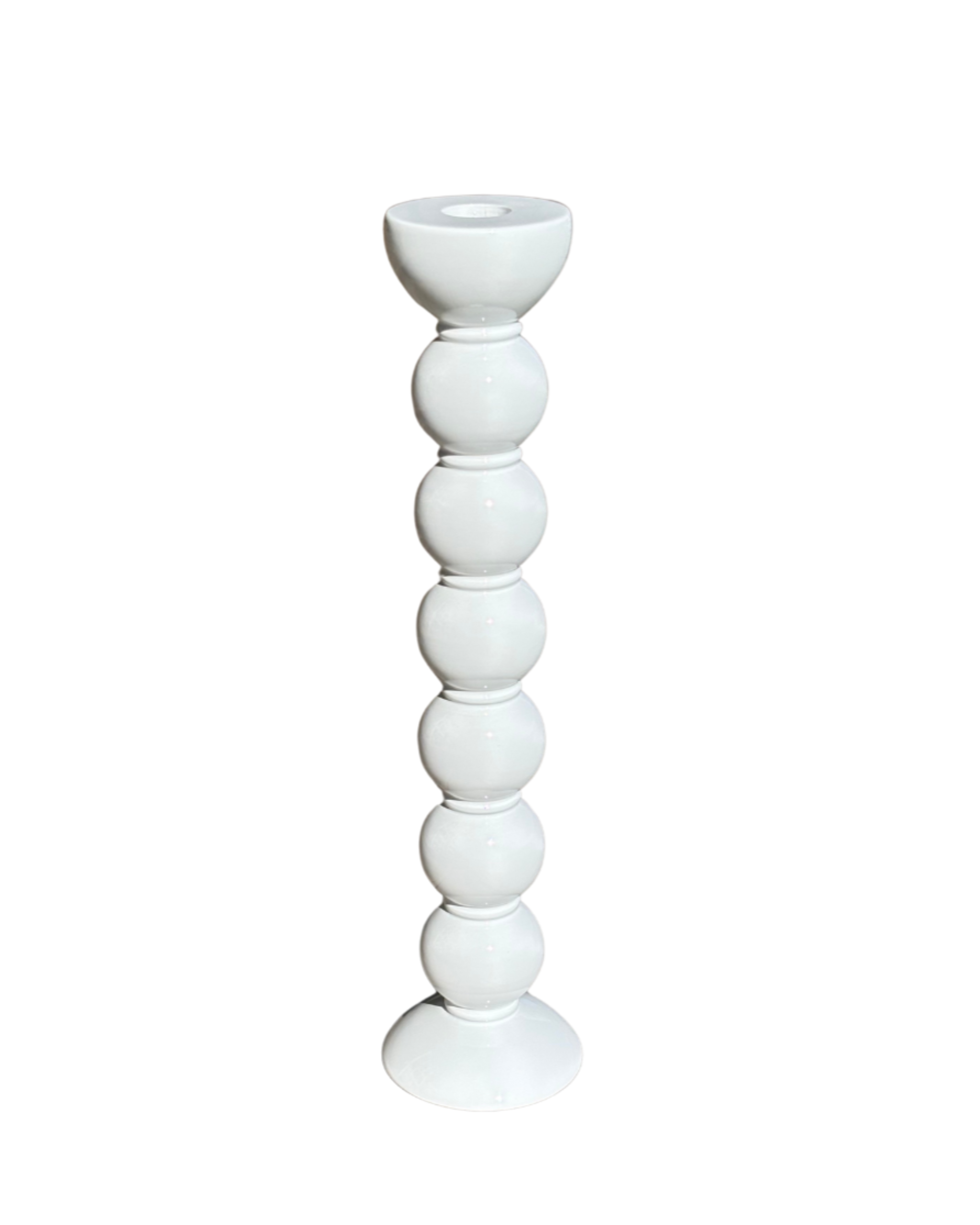 Tall White Bobbin Candlestick by Addison Ross