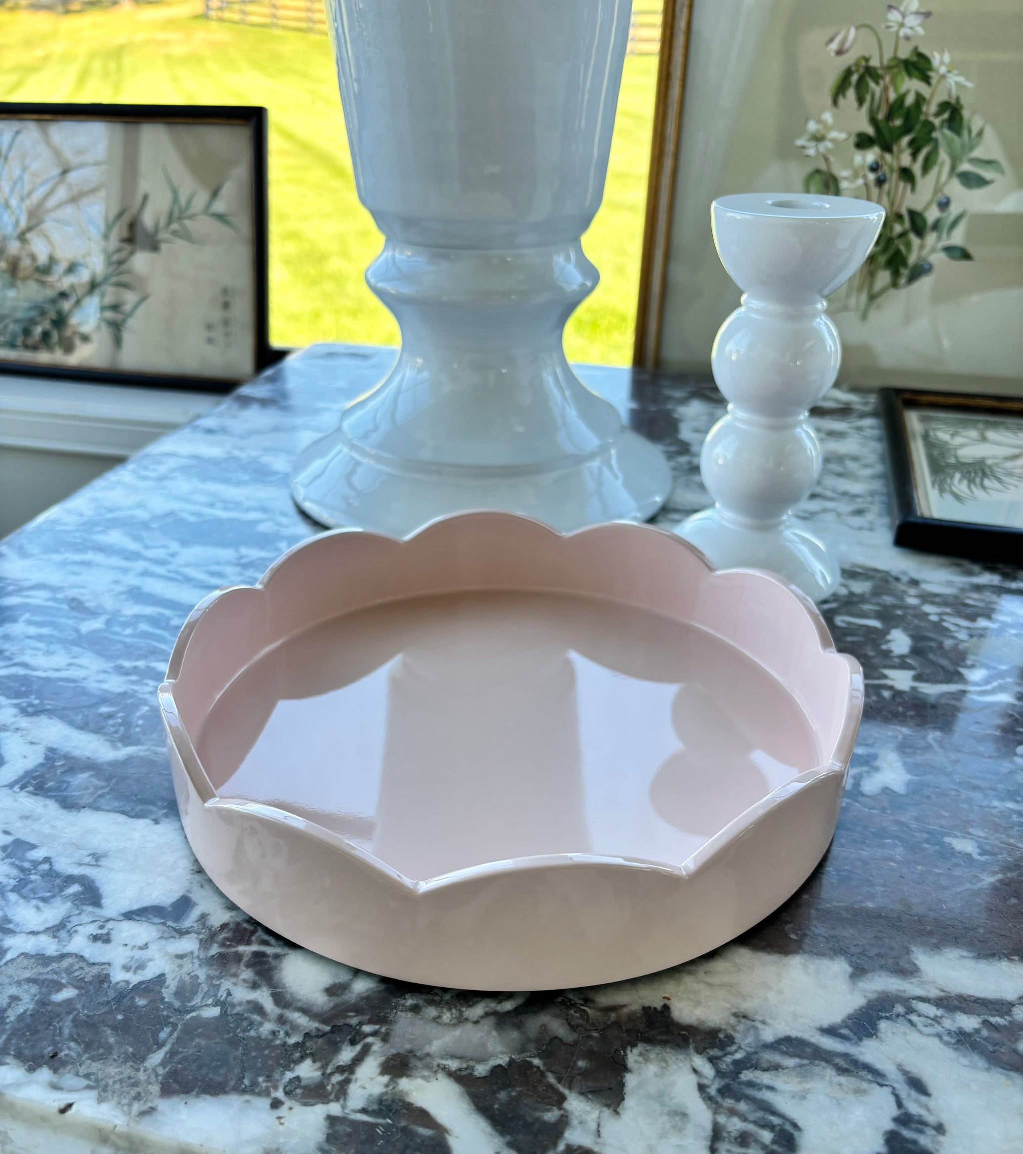 Small Scalloped Edge Tray - Pale Pink