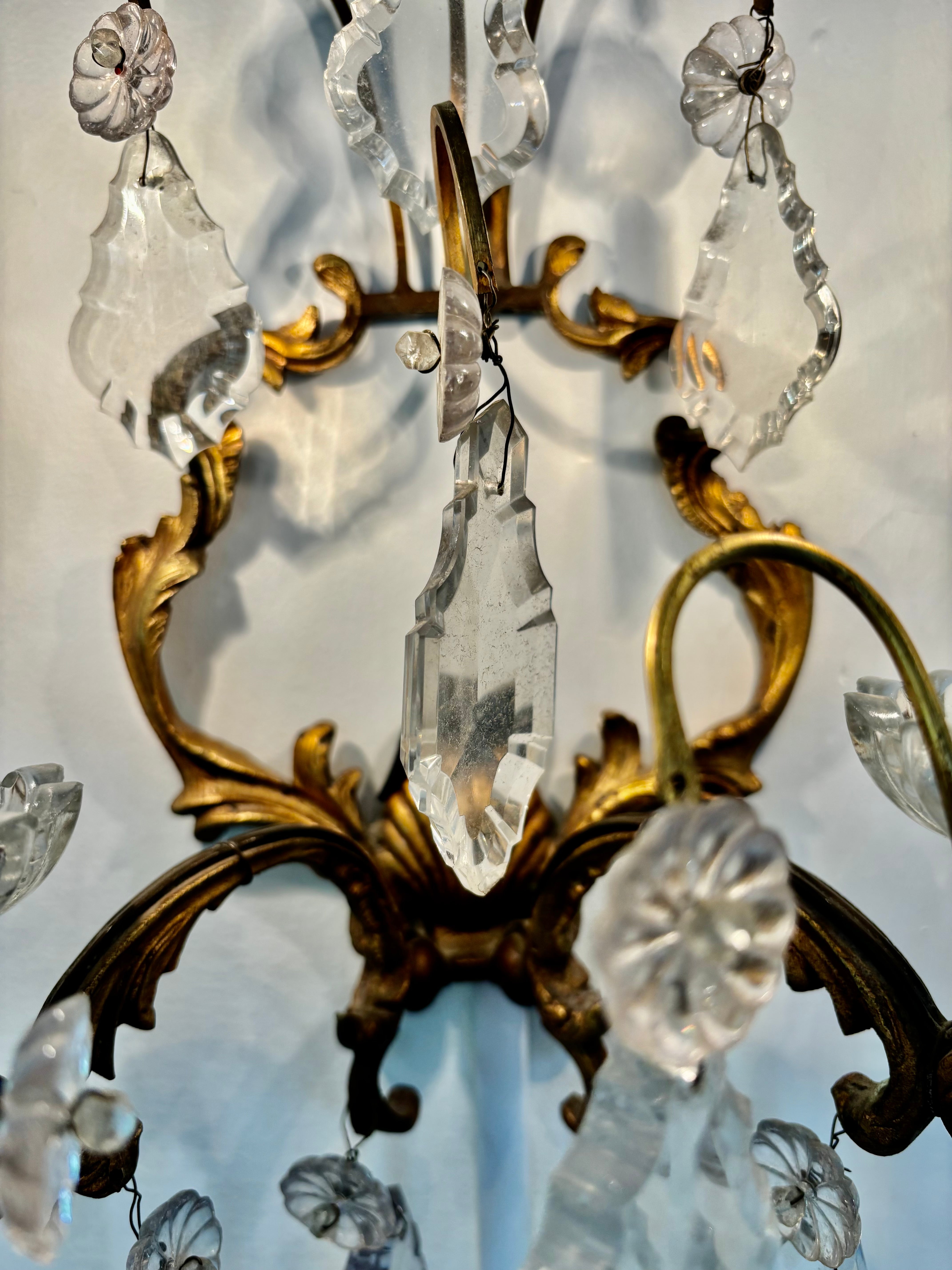 Antique French Pair of Wall Sconces in Brass