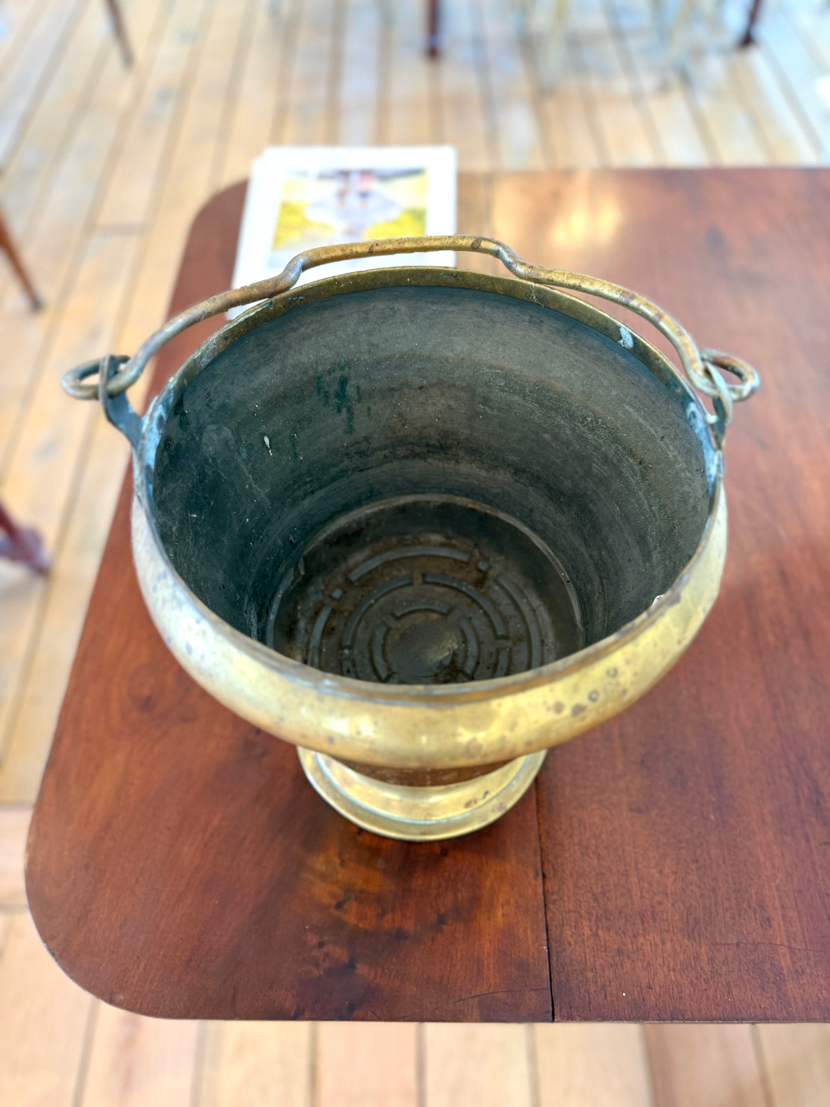 Antique English Brass with Swing Handle Bucket