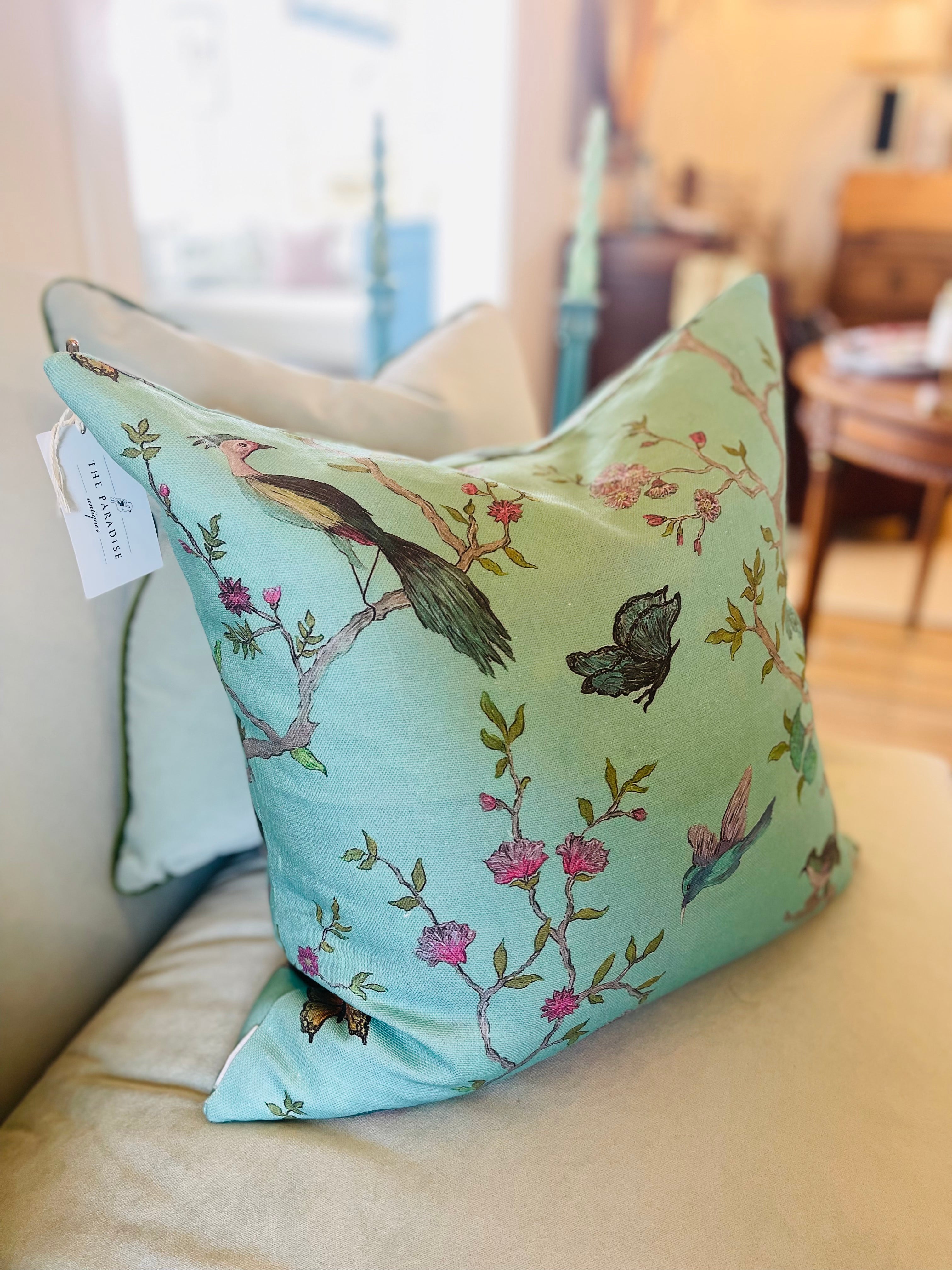 Belgian Linen Teal Pillow by Florencia Carles Designs 20"x20"