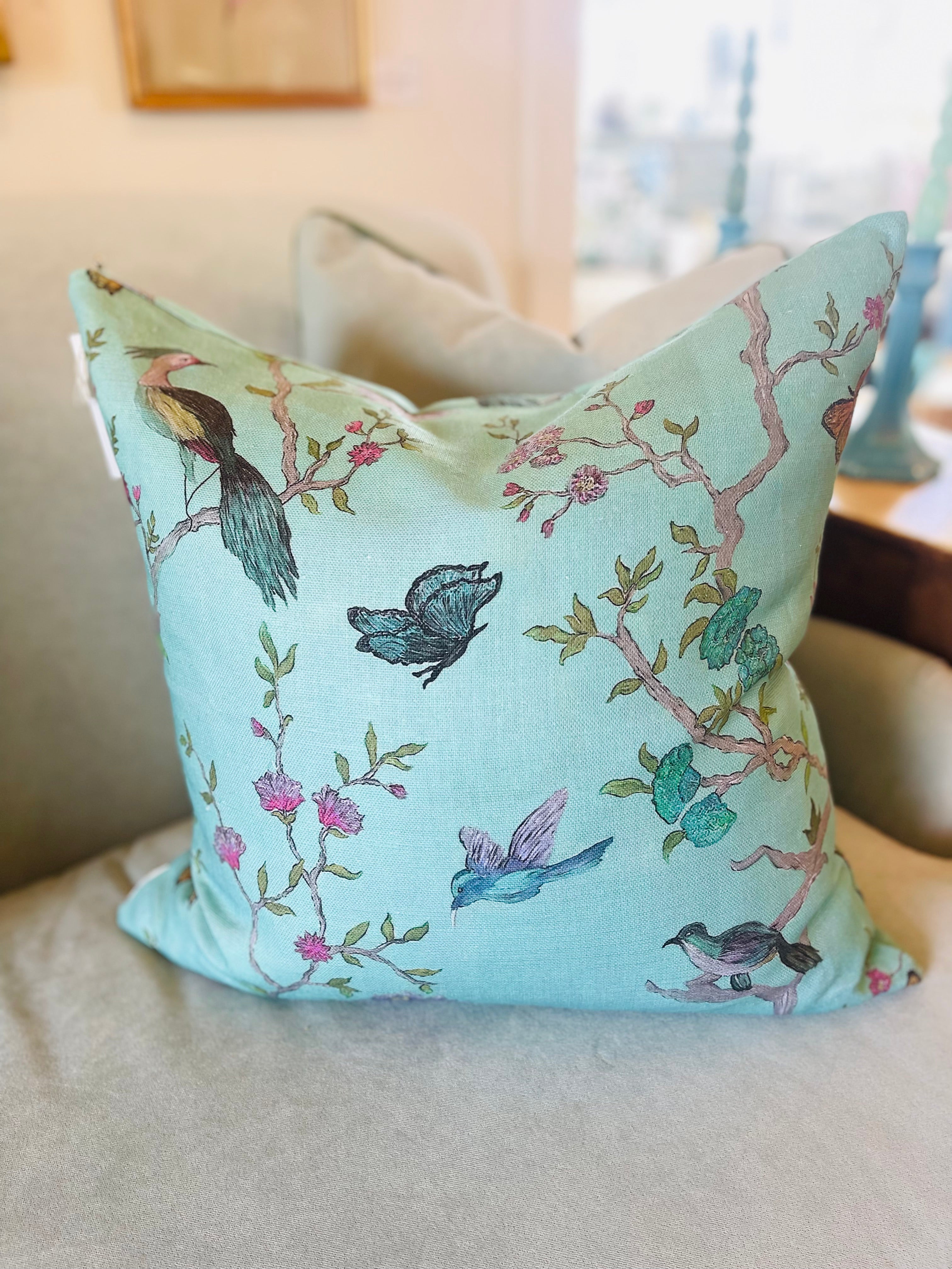 Belgian Linen Teal Pillow by Florencia Carles Designs 20"x20"