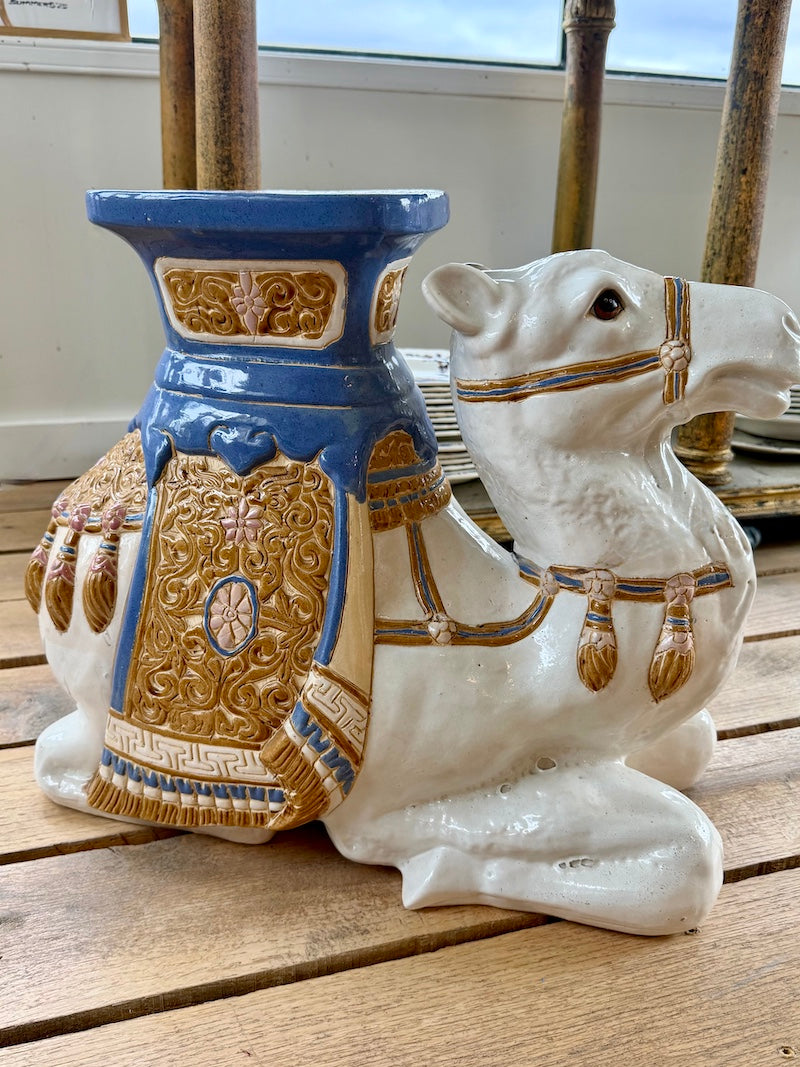 Antique Decorative European Ceramic Camel Jardiniere/plant stand or stool