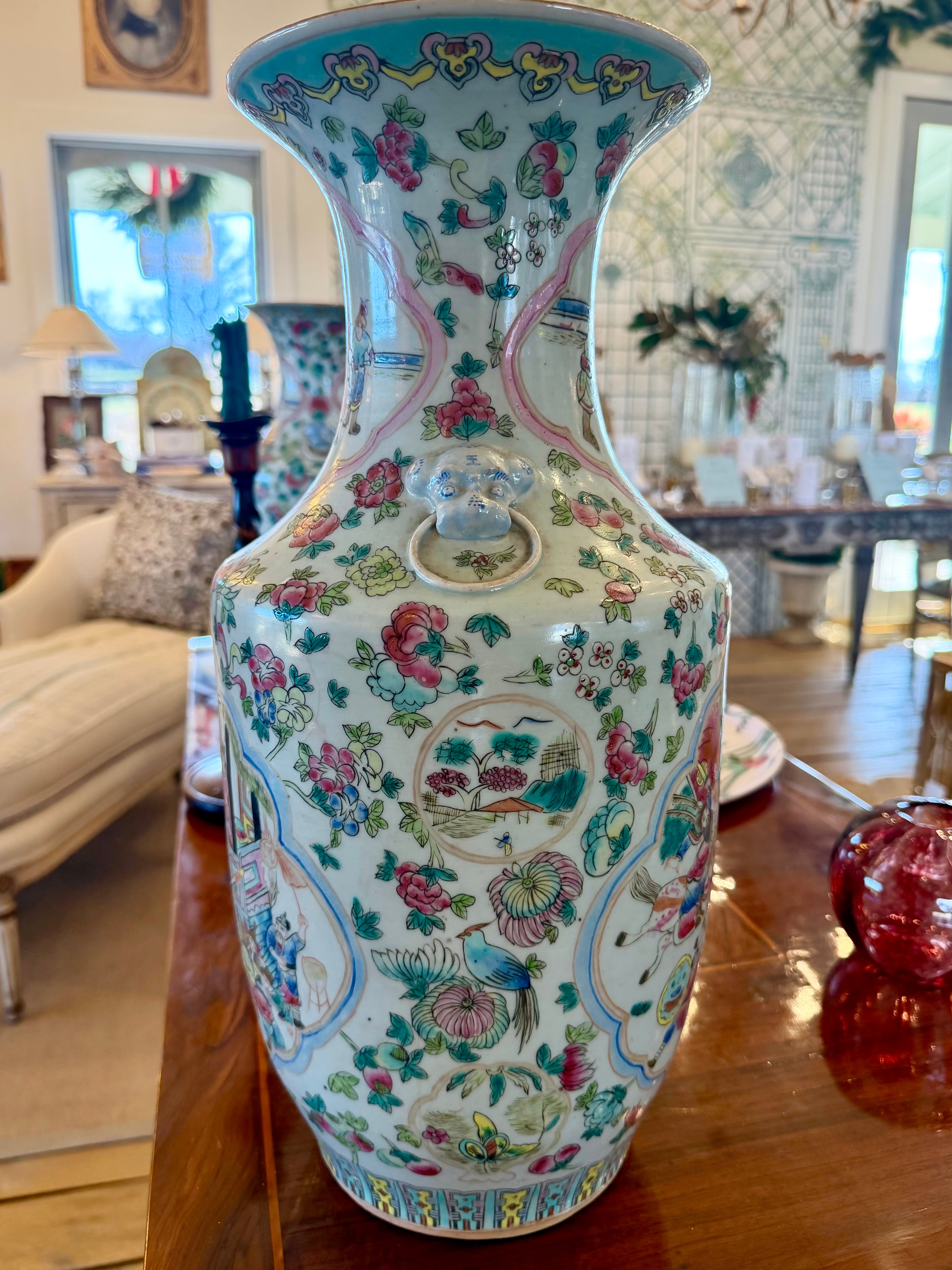 Pair of Antique Chinoiserie Vases
