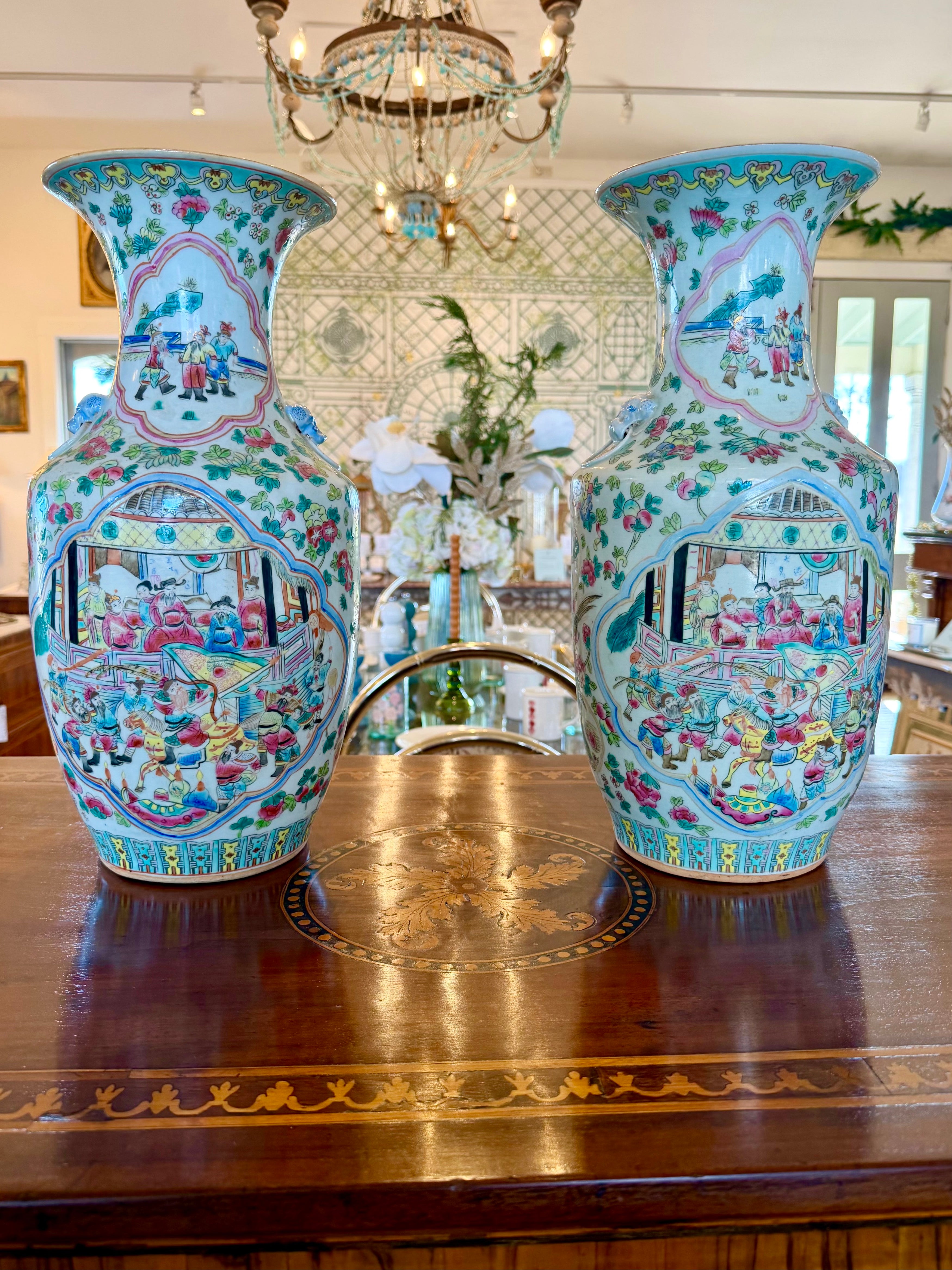 Pair of Antique Chinoiserie Vases