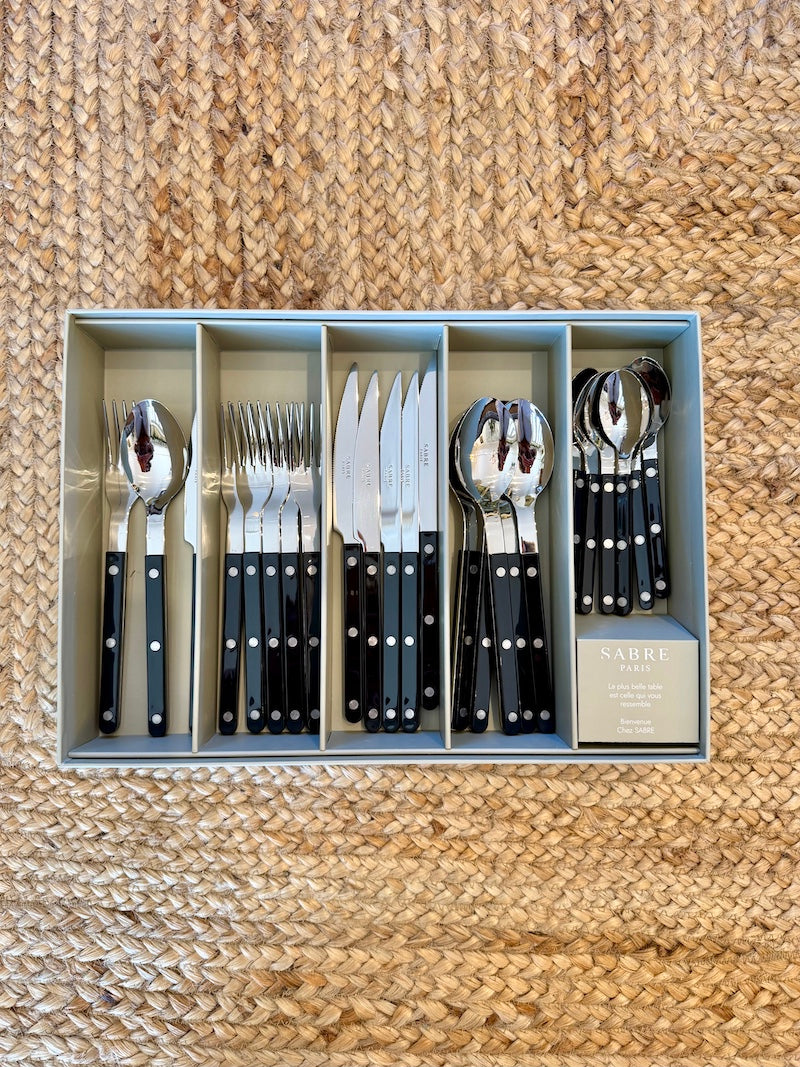 Sabre French Cutlery, Set of 24 Pieces, Bistro Solid Black
