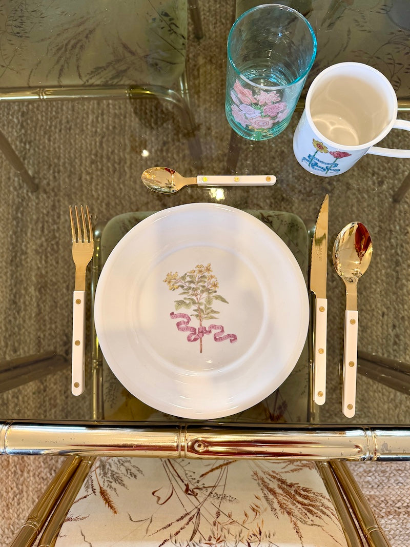 Sabre French Cutlery Set of 24 Pieces, Bistro Gold Solid, Ivory