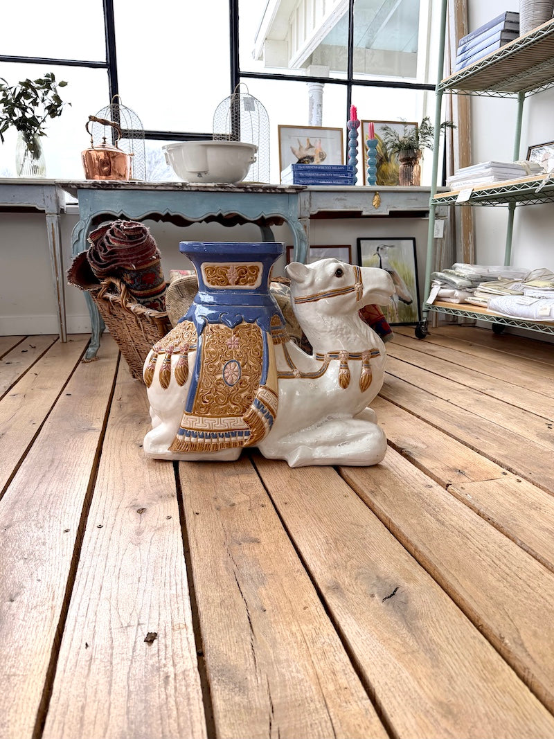 Antique Decorative European Ceramic Camel Jardiniere/plant stand or stool