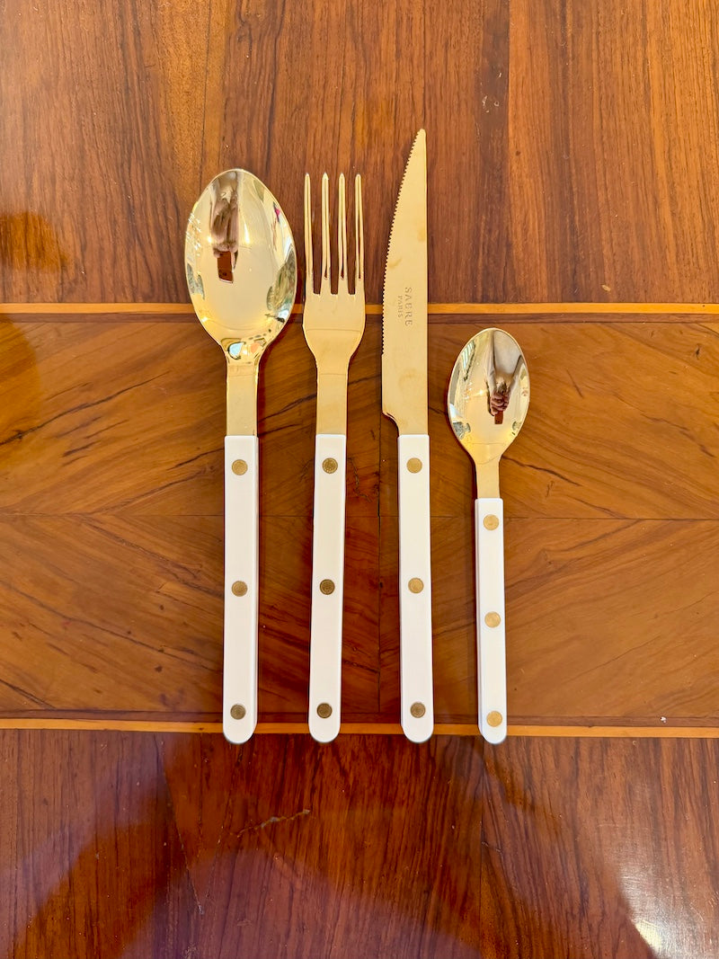 Sabre French Cutlery Set of 24 Pieces, Bistro Gold Solid, Ivory