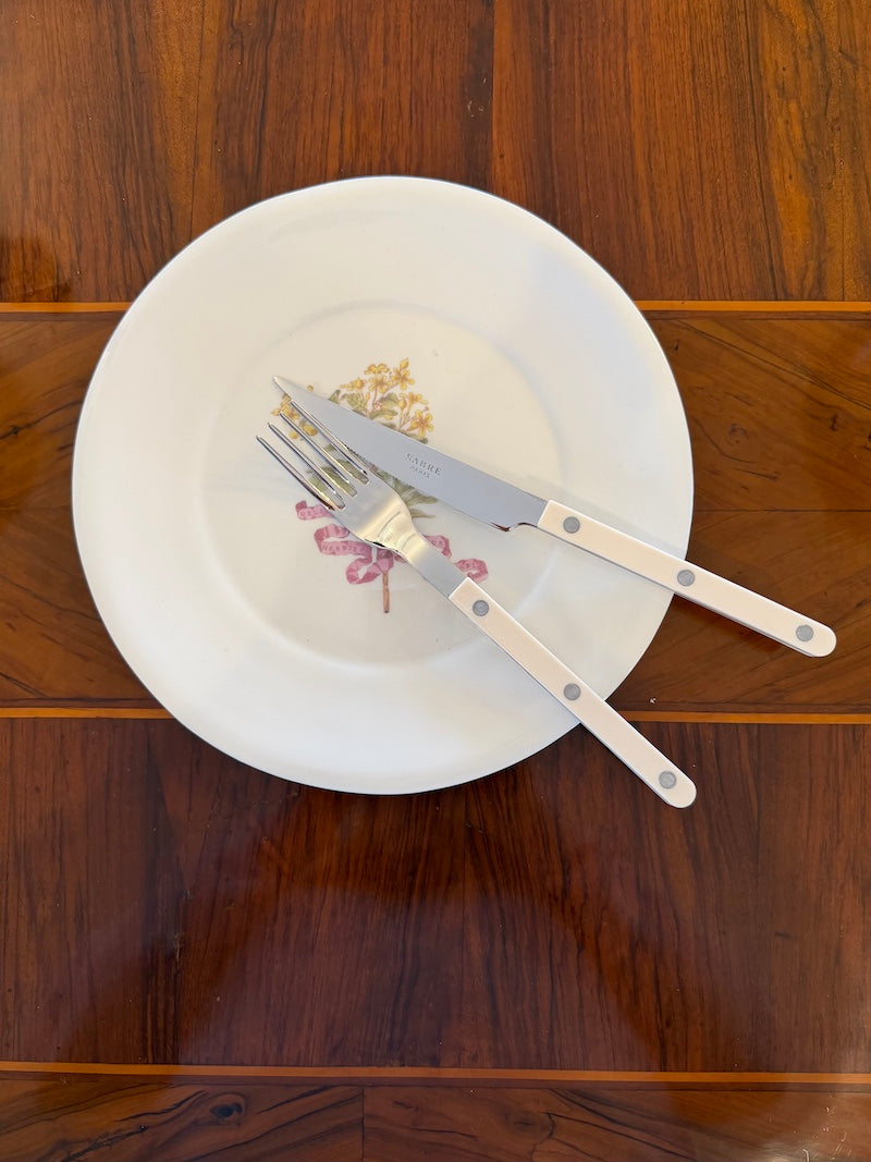 Sabre French Cutlery Set of 24 Pieces, Bistro Solid Ivory