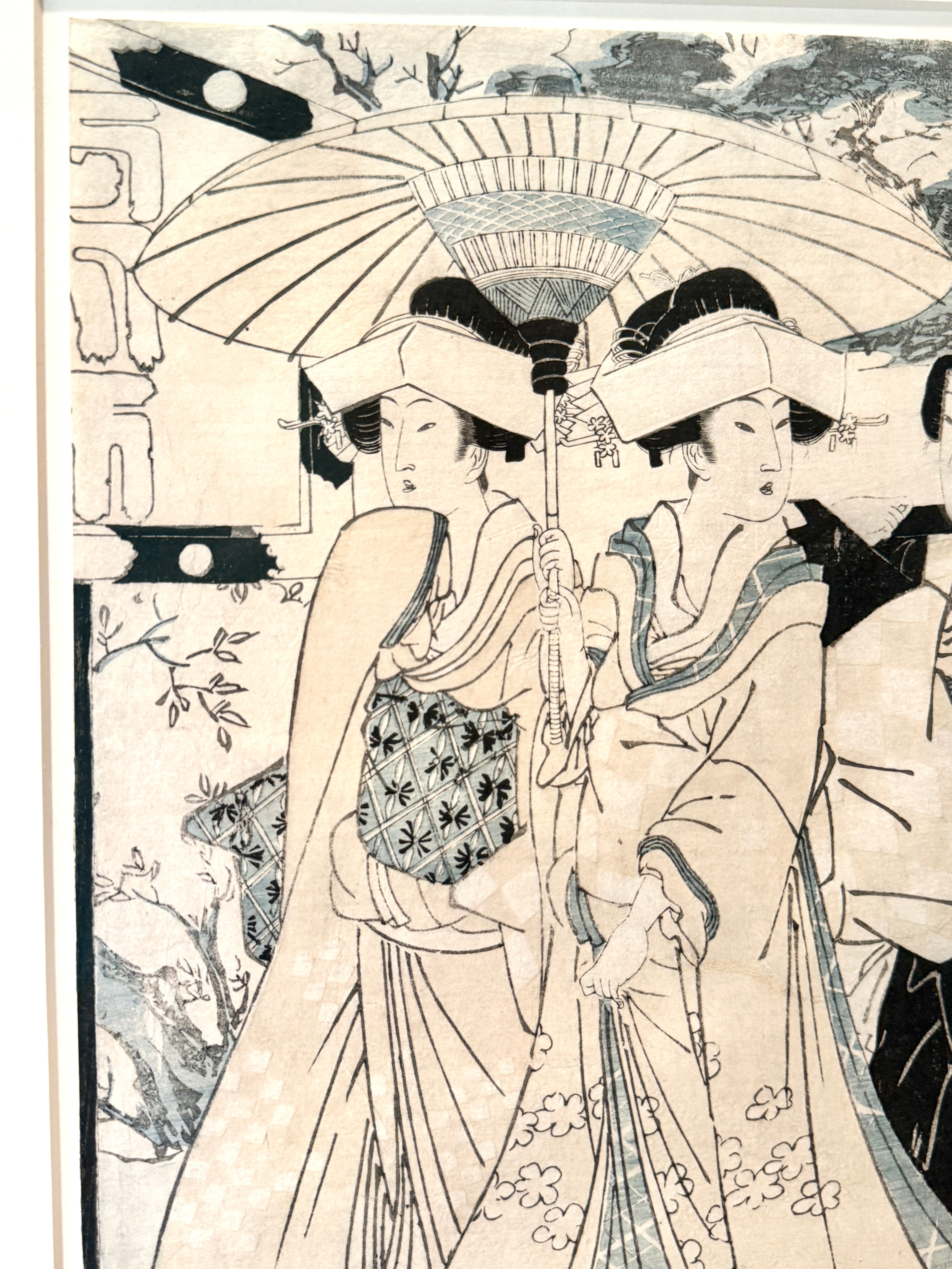 Antique Japanese Print Kiku Kawa Eizan