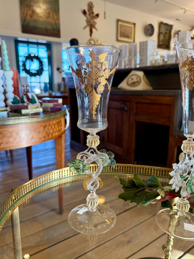 Hand Blown Murano Crystal Wine Glass