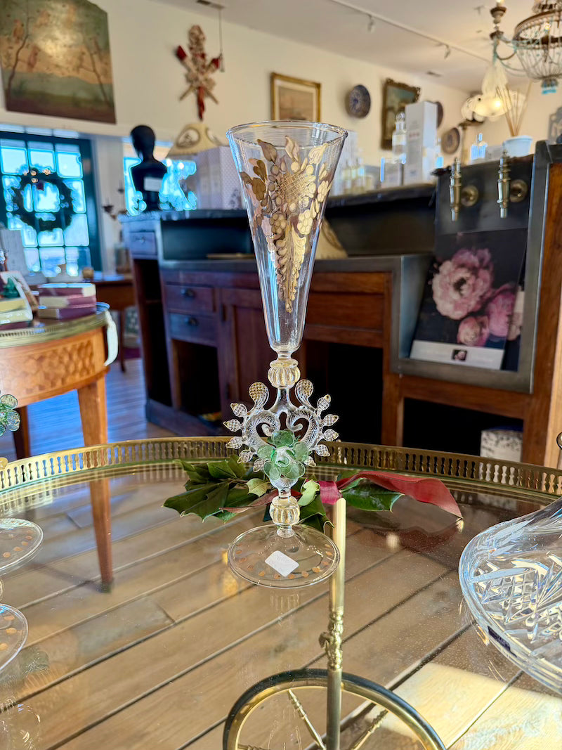 Hand Blown Murano Crystal Champagne Flute