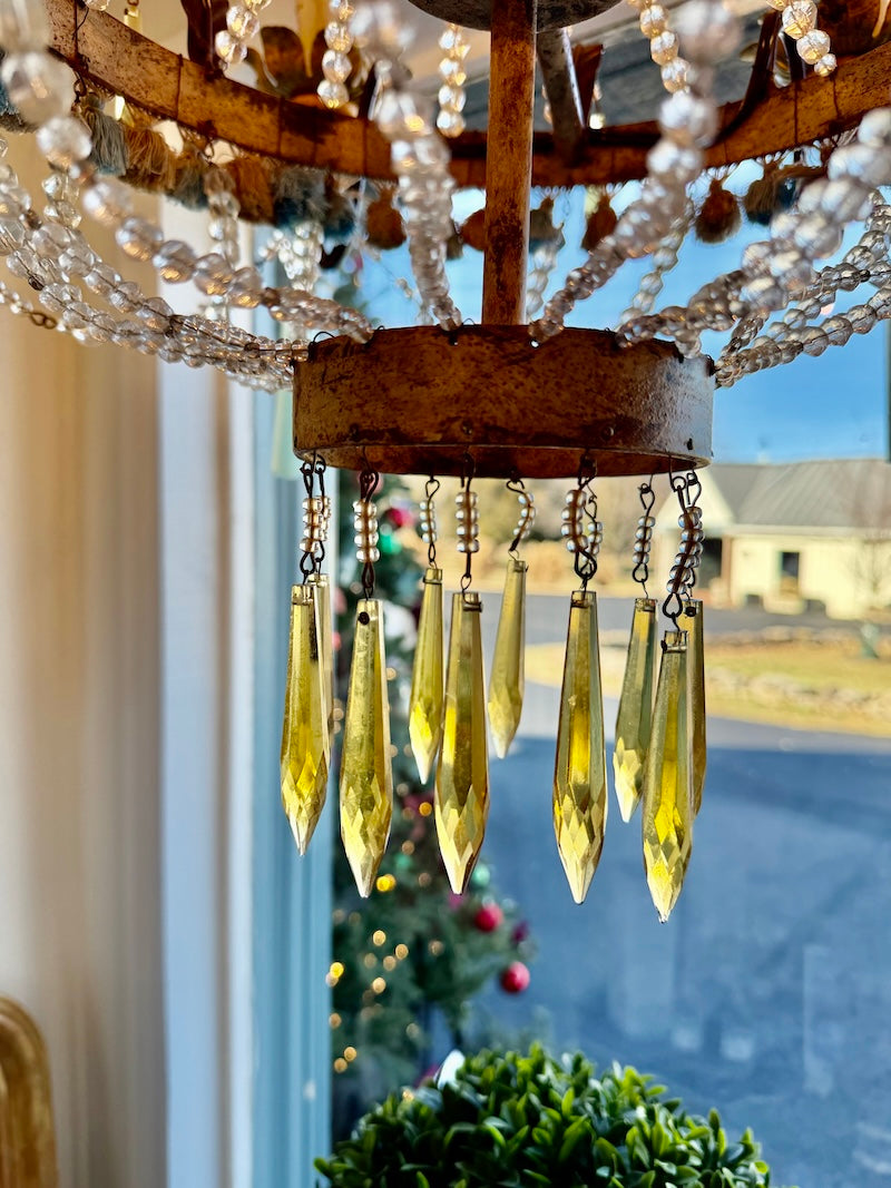 Antique Italian chandelier with Murano glass and tassels