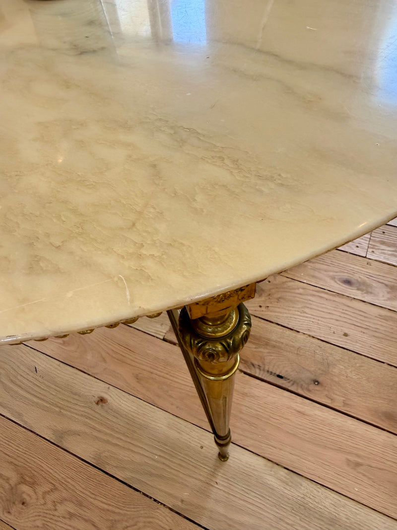 Italian Designer 1950s Bronze with Marble Top Table