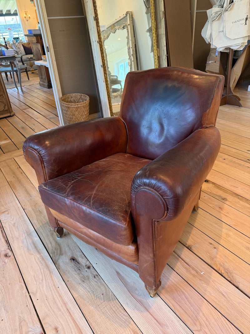 Pair of French 1940s Leather Armchairs