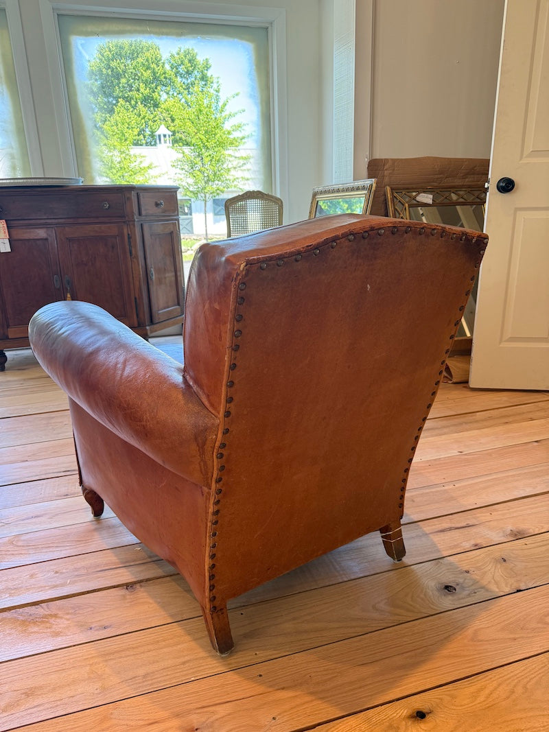 Pair of French 1940s Leather Armchairs