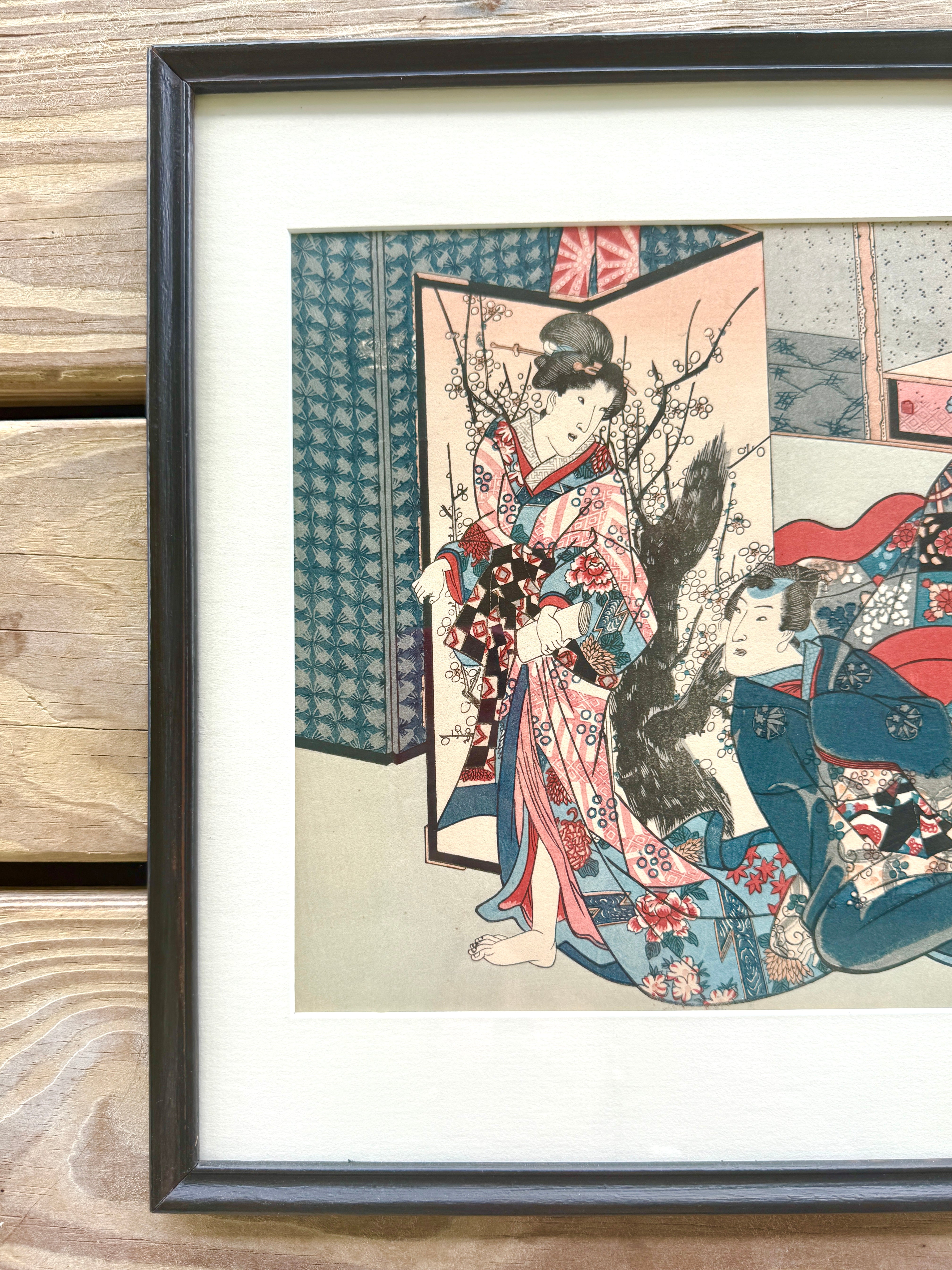 Antique Japanese Woodblock Print Tori Kiyonoga
