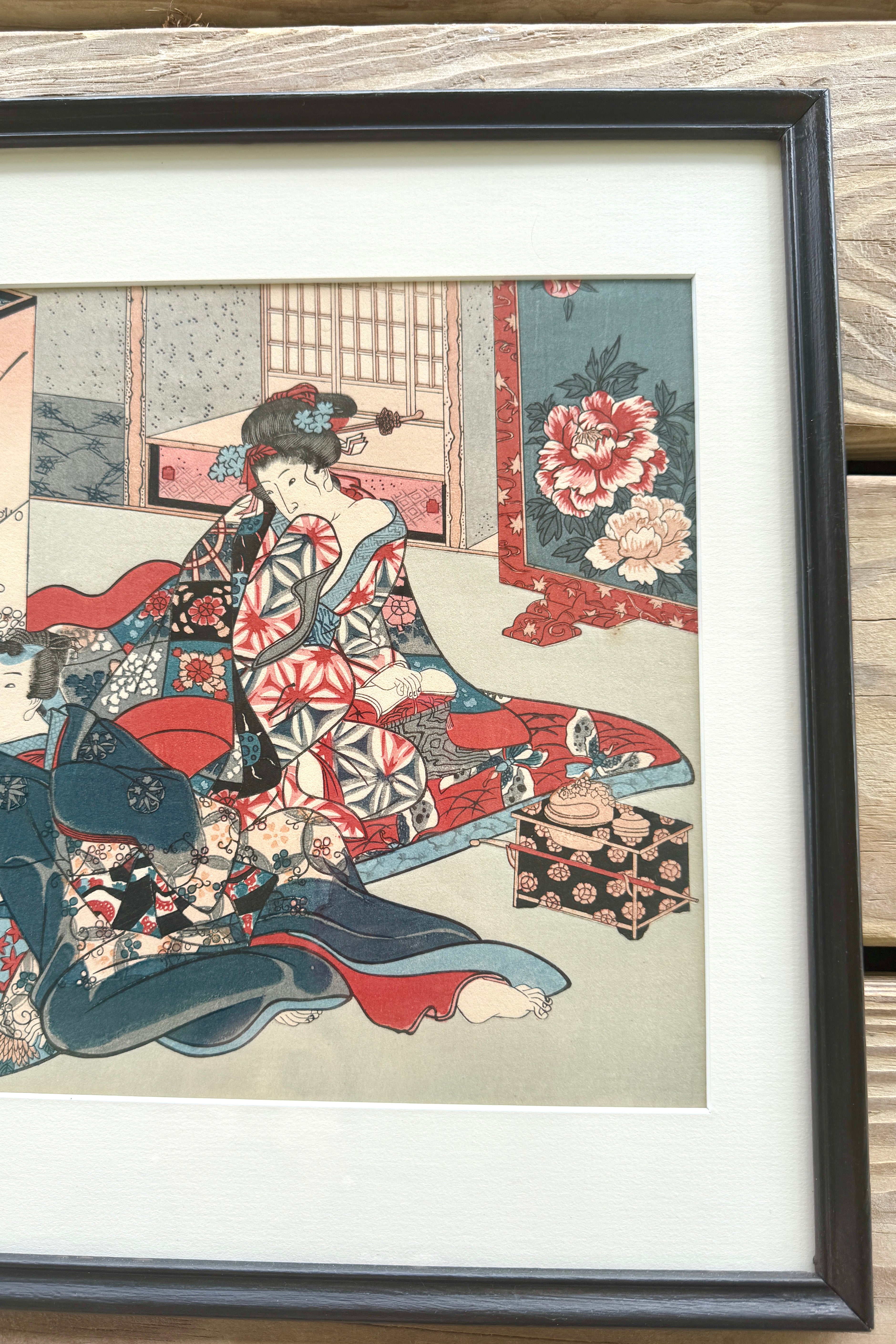 Antique Japanese Woodblock Print Tori Kiyonoga