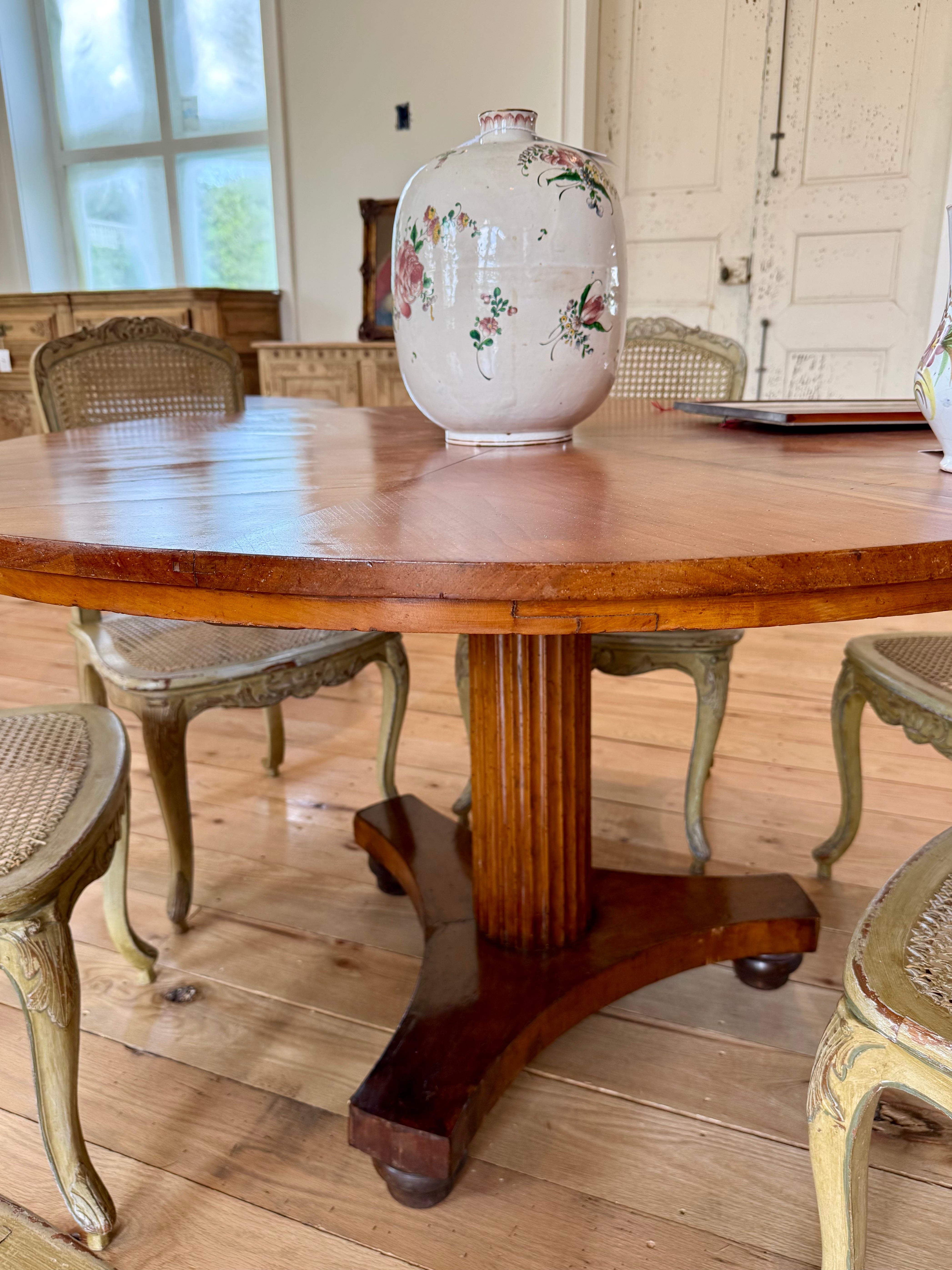 Antique Italian Round Table, Cherry Wood, 19th C.