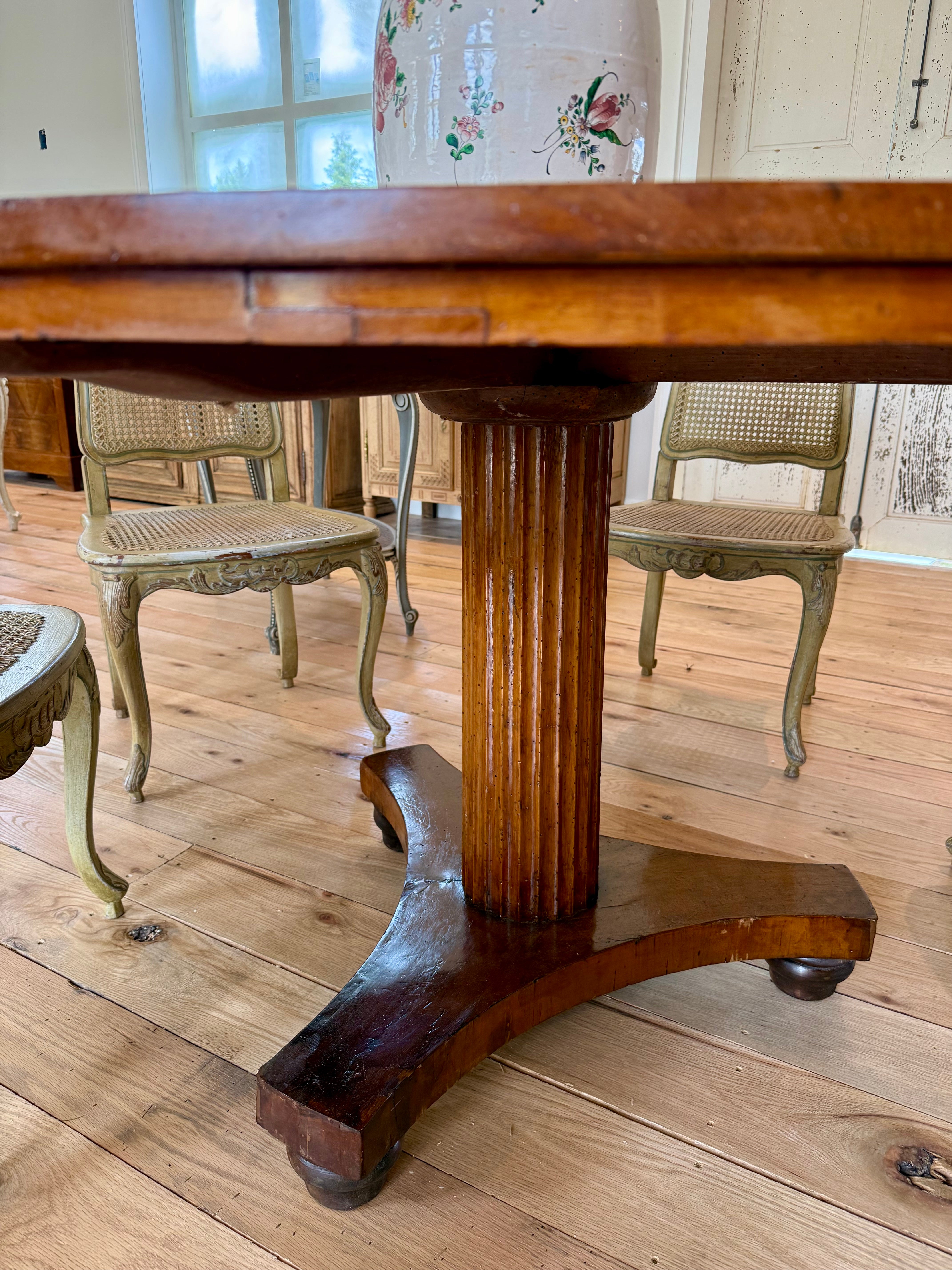 Antique Italian Round Table, Cherry Wood, 19th C.