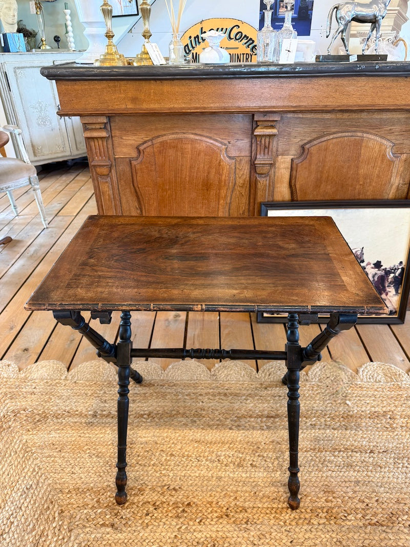 Antique French Folding Table with Bamboo Detail, C. 1930s