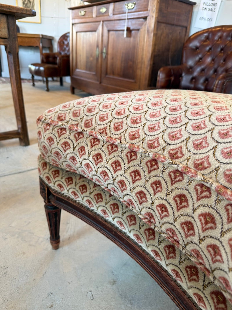 Antique French Louis XVI Banquette with great Chenille Fabric