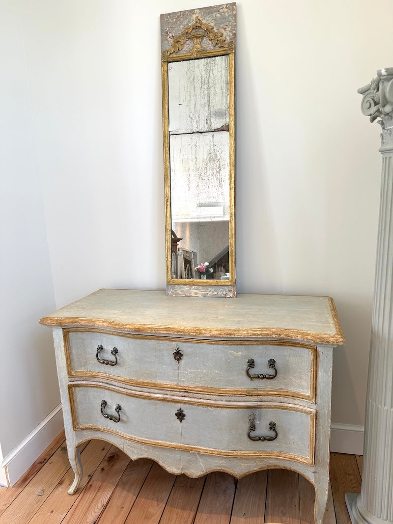 Pair of Antique Venetian Chest of Drawers, 19th C., Light Blue Patina