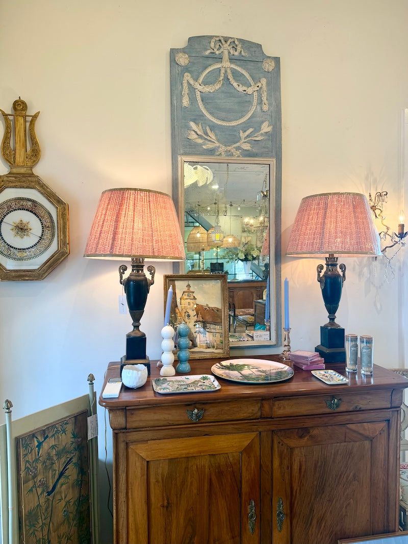 Antique French Trumeau, Louis XVI Blue Patina