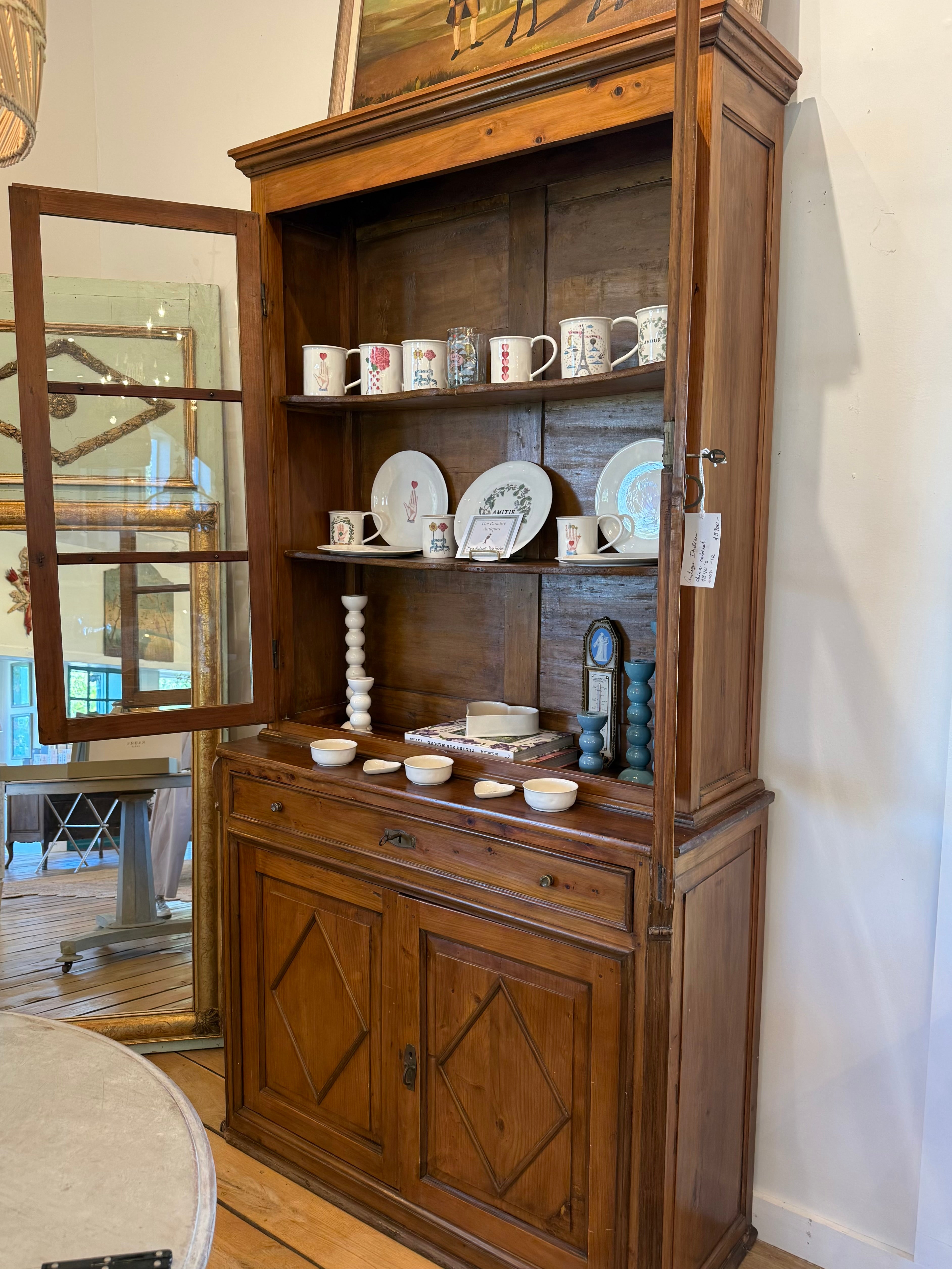 Antique Italian China Cabinet 1840s