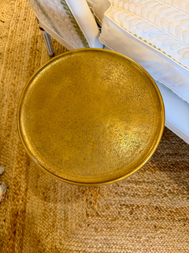 Brass-Colored Pedestal Side Table