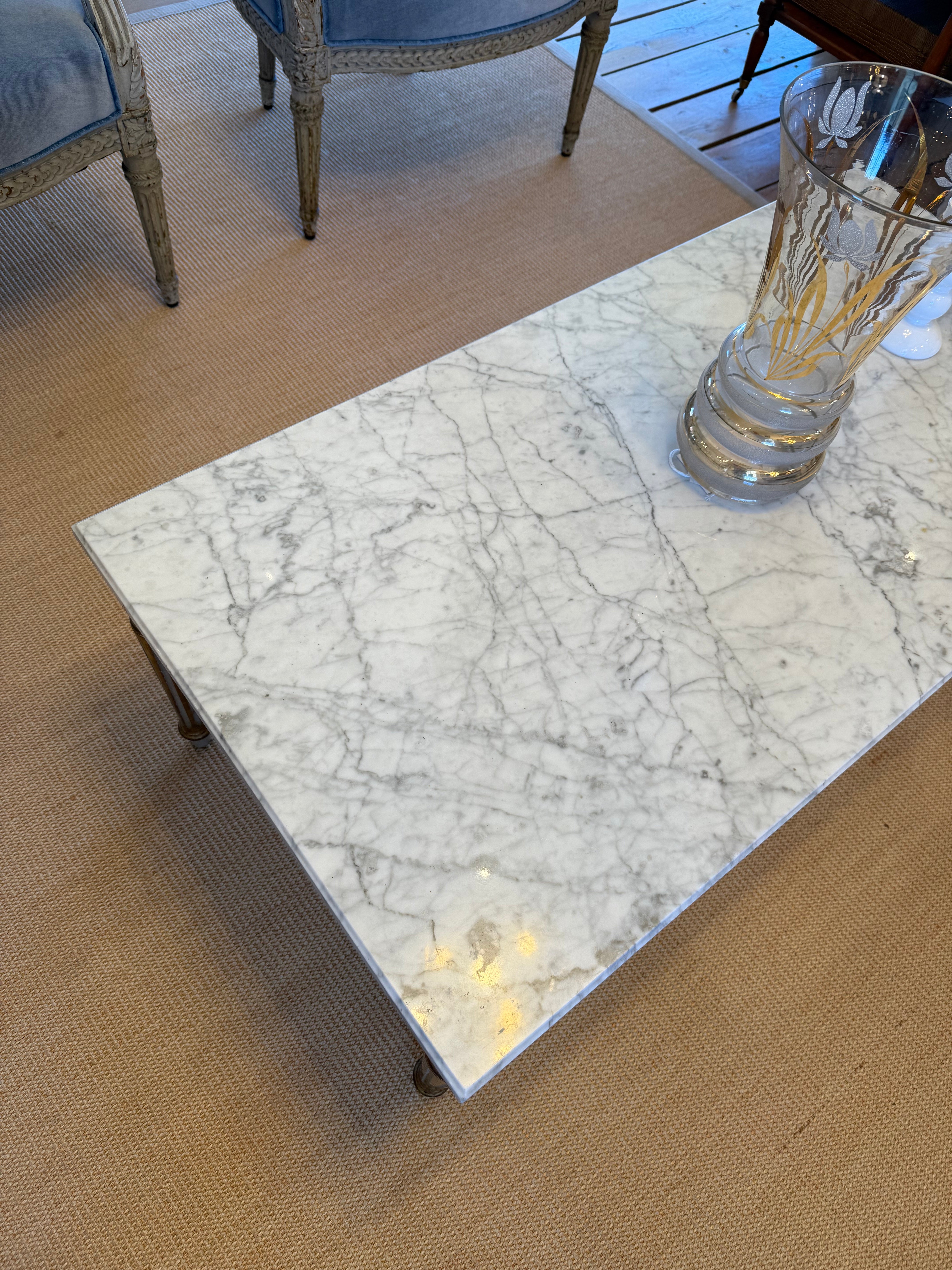 Antique French Coffee Table with Marble Top