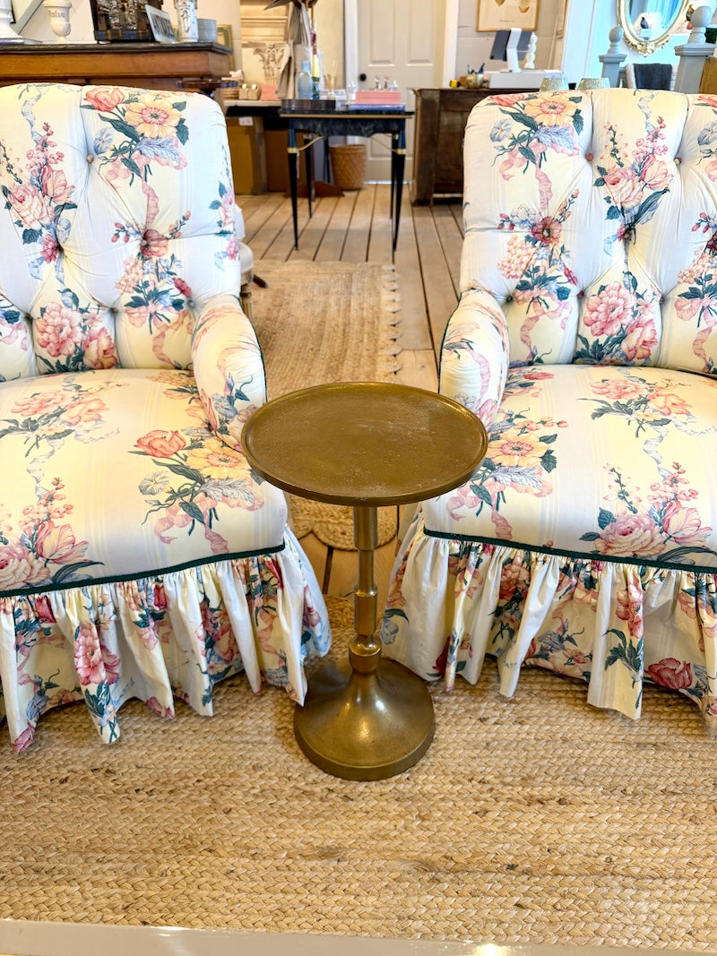 Brass-Colored Pedestal Side Table