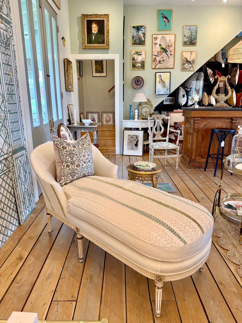 French 1940s Chaise Longue with new upholstery