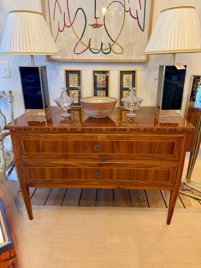 Antique Italian Chest of Drawers with Marquetry, from Lombardy
