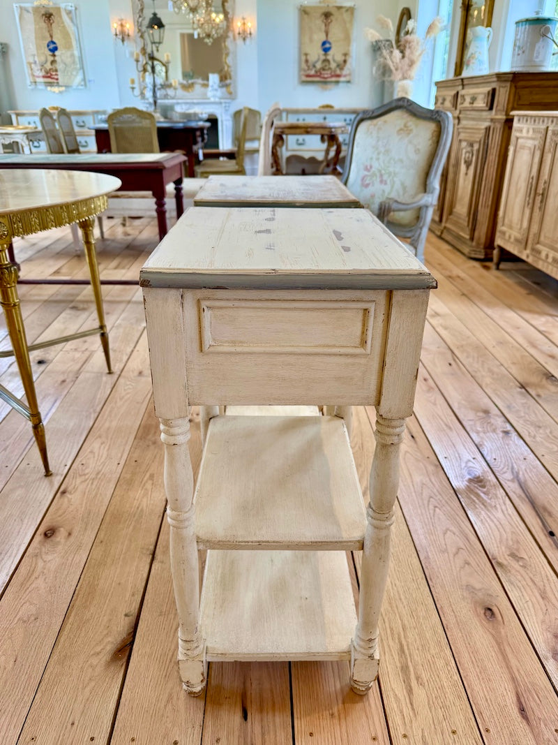 Antique French Pair of Night Tables with Patina