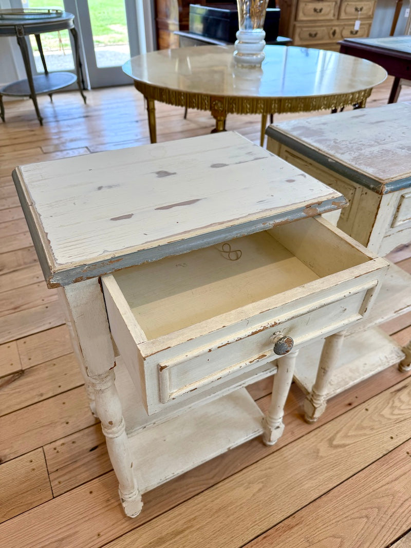 Antique French Pair of Night Tables with Patina