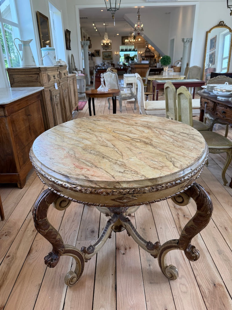 Antique Venetian Oval Table circa 1790s-1810, Faux Marble Top