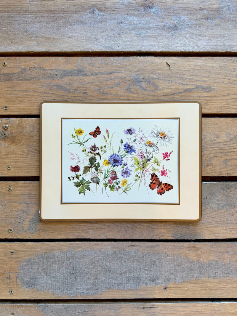 English Set of 4 Vintage Pimpernel Placemats, Field Flowers