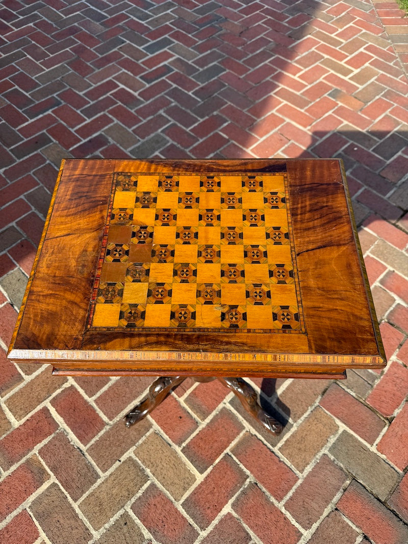 Antique English Game Table with Marquetry