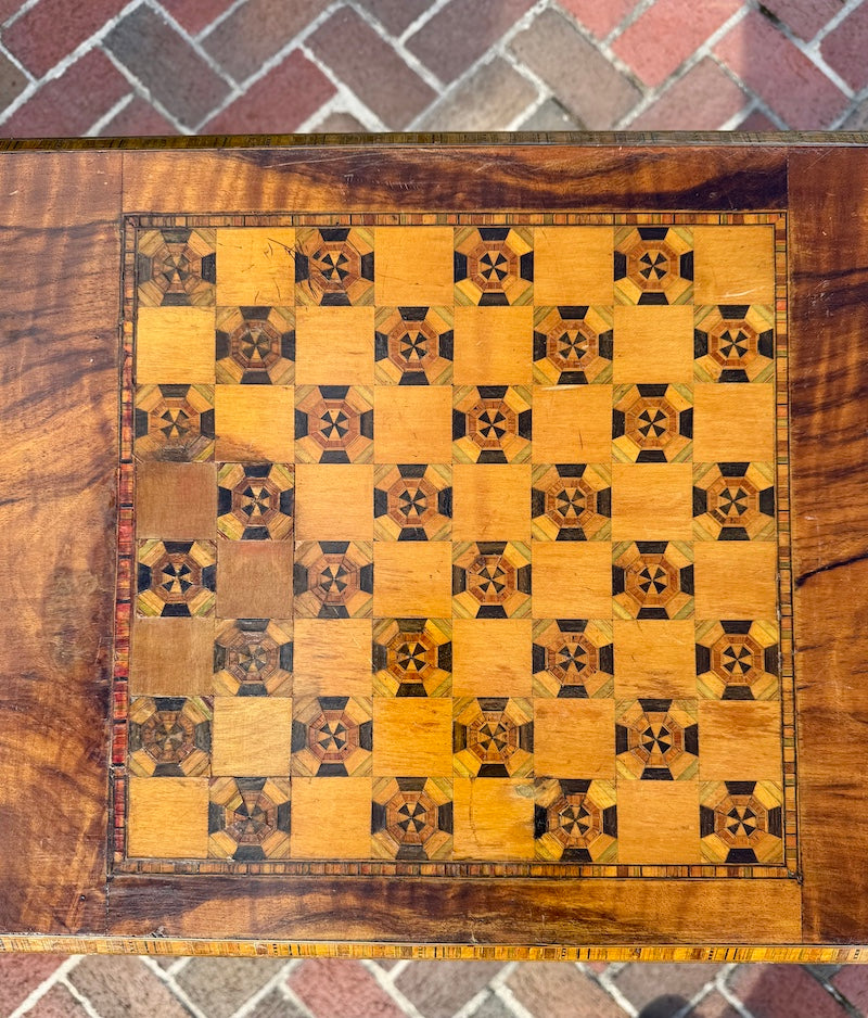 Antique English Game Table with Marquetry