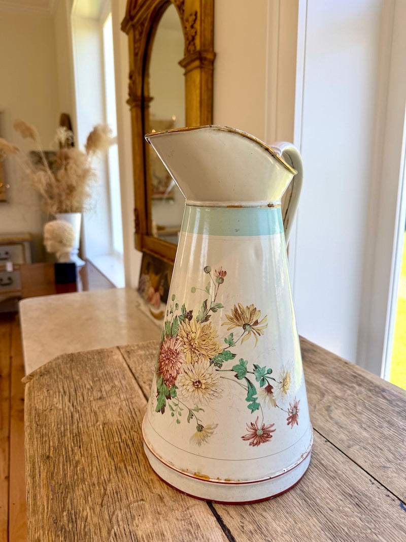 Antique Enameled Pitcher Late 19th C.