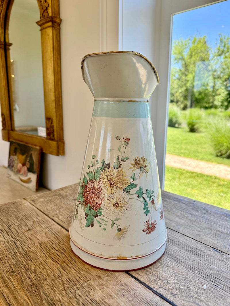 Antique Enameled Pitcher Late 19th C.
