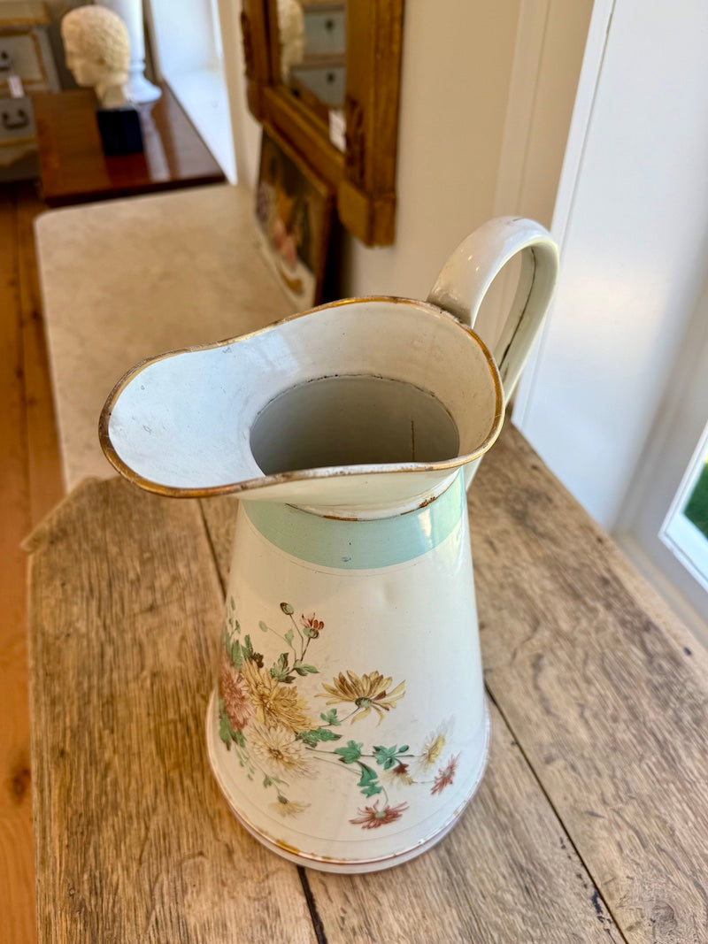 Antique Enameled Pitcher Late 19th C.