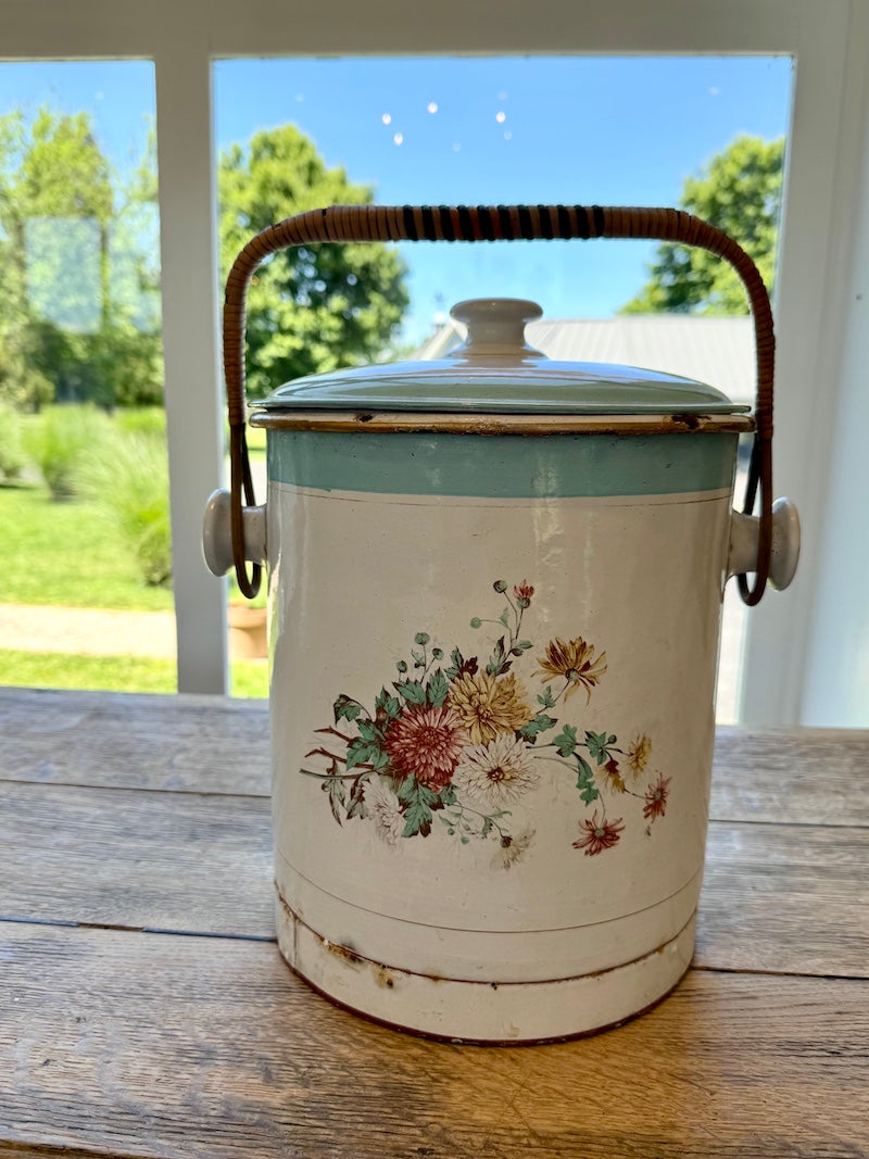 Antique Kitchen Crock, with lid and handle, Late 19th C.