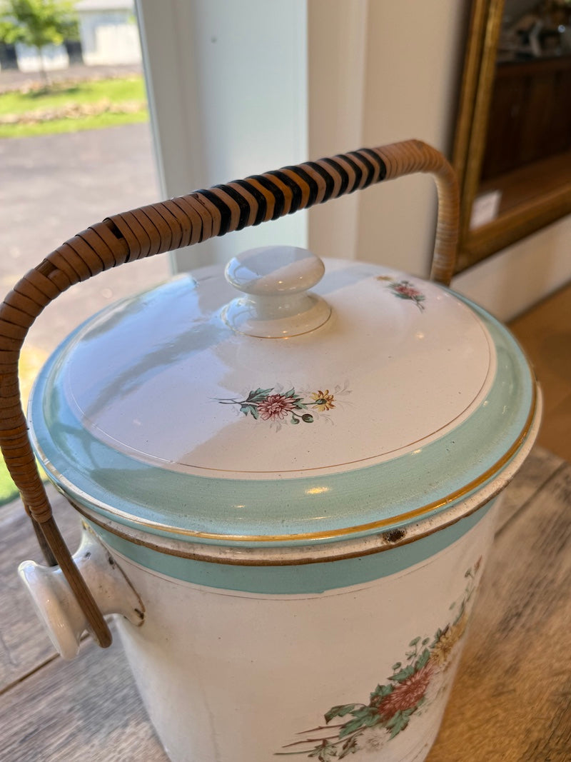 Antique Kitchen Crock, with lid and handle, Late 19th C.