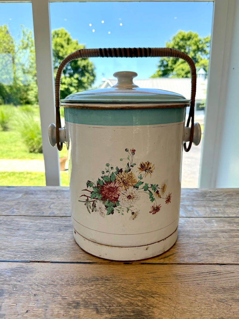 Antique Kitchen Crock, with lid and handle, Late 19th C.