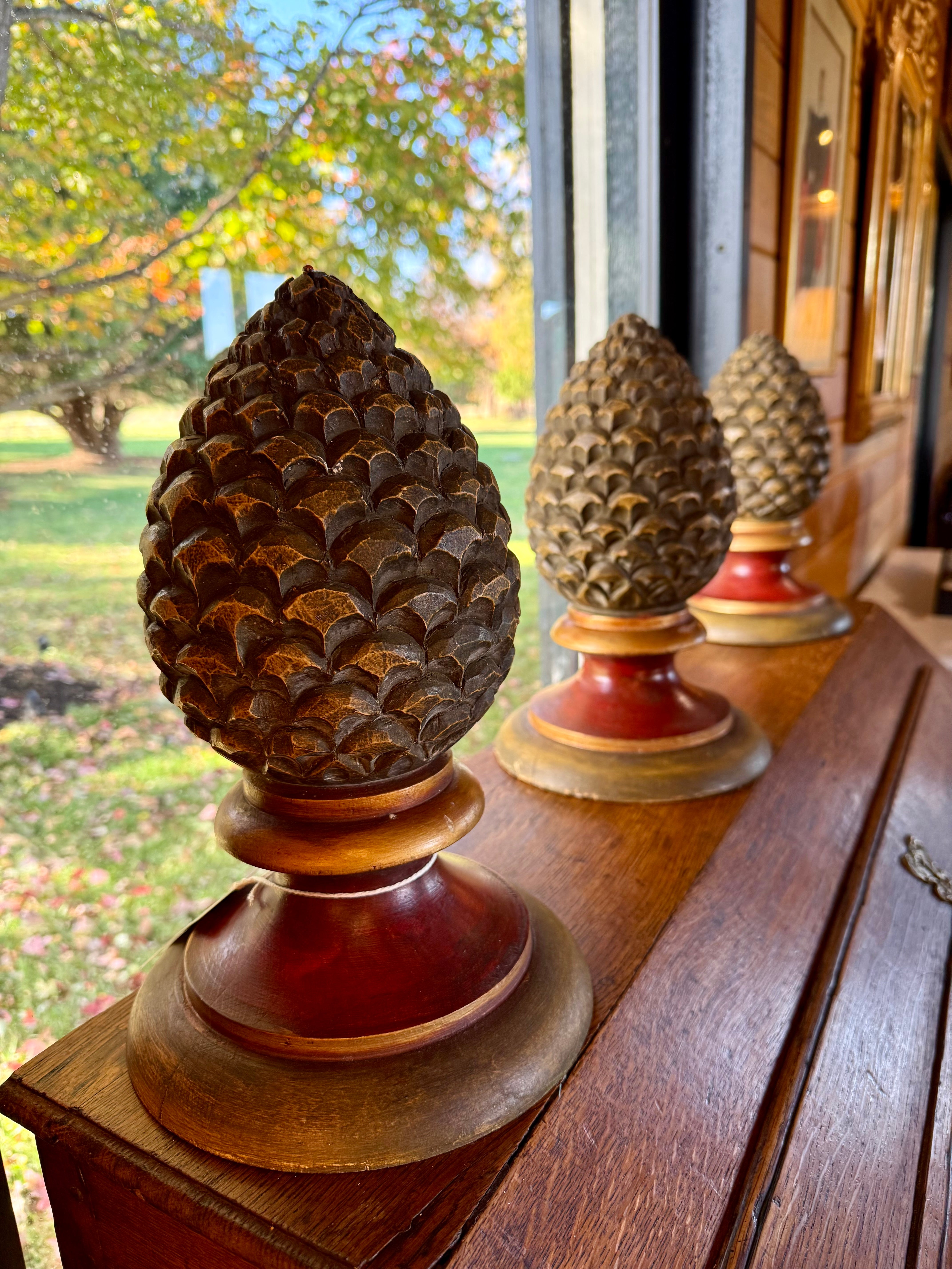 Antique French Wooden Pinecone with Lovely Patina