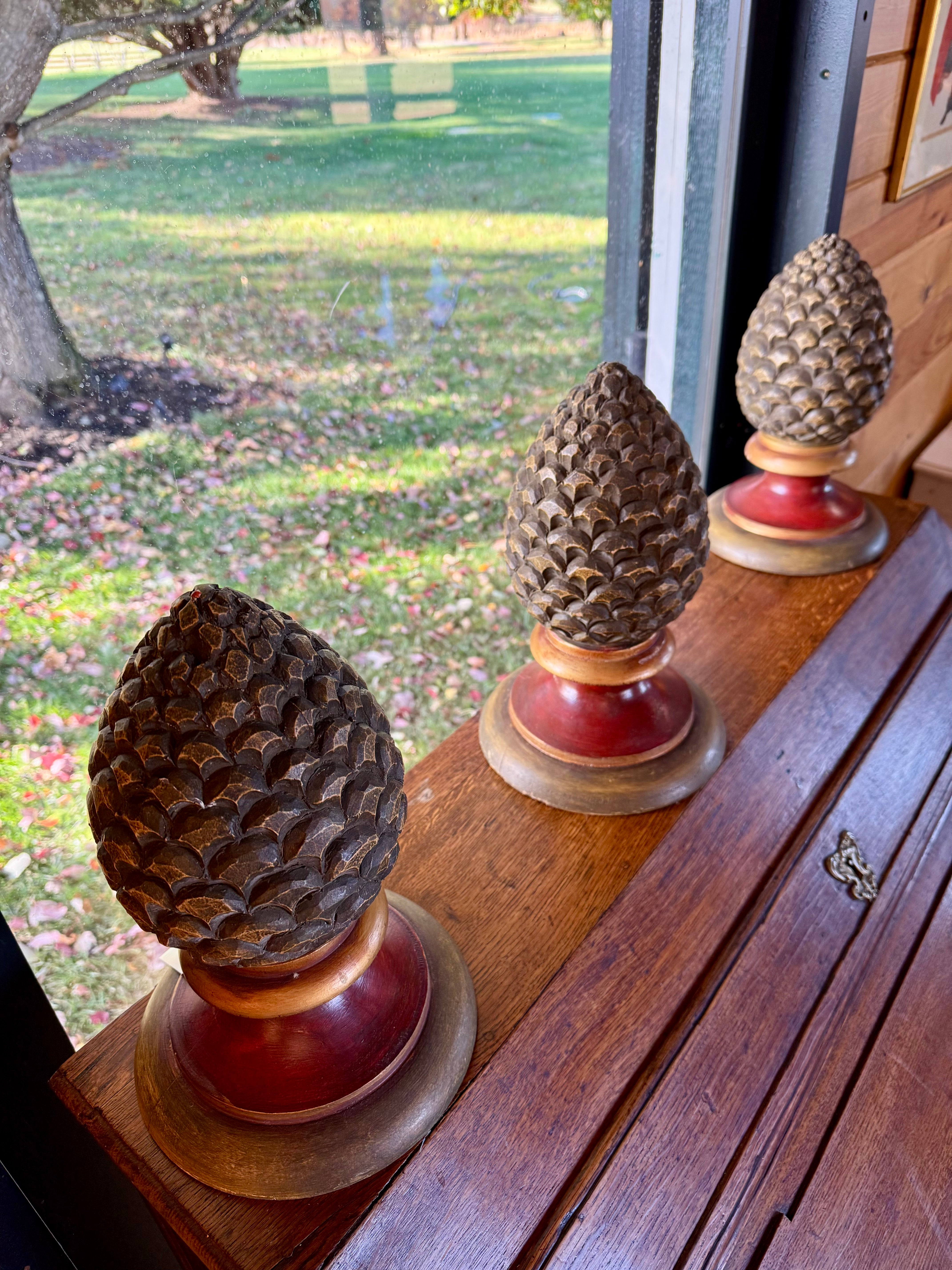 Antique French Wooden Pinecone with Lovely Patina